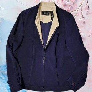 Sag Harbor Petite Navy Blue Lightweight Dress Jacket/Blazer